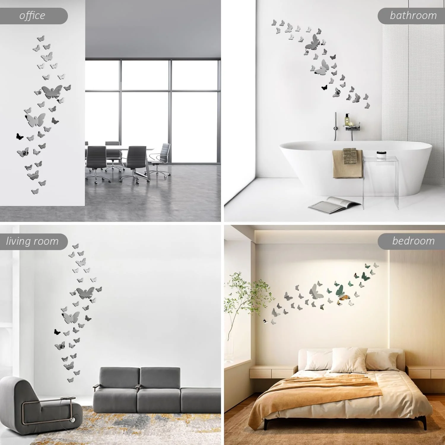 Набір дзеркальних наклейок на стіну Butterfly 35 шт. Акрил 3D, фото №6 Набір дзеркальних наклейок на стіну Butterfly 35 шт. Акрил 3D, фото №6