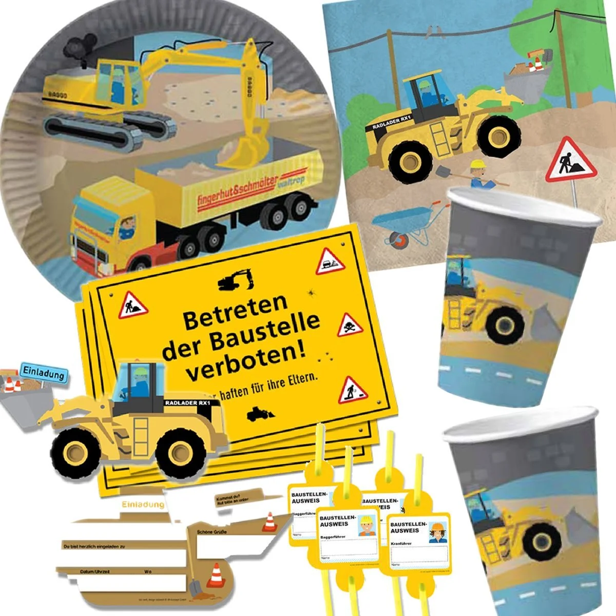 Набір посуду для вечірки Будівельний майданчик 90 предметів, фото №1