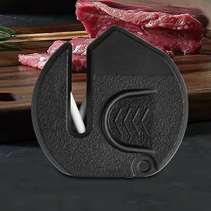 Точилка для ножів та ножиць компактна з V-подібним пазом та подвійним слотом synthetic.ua - Фото 1