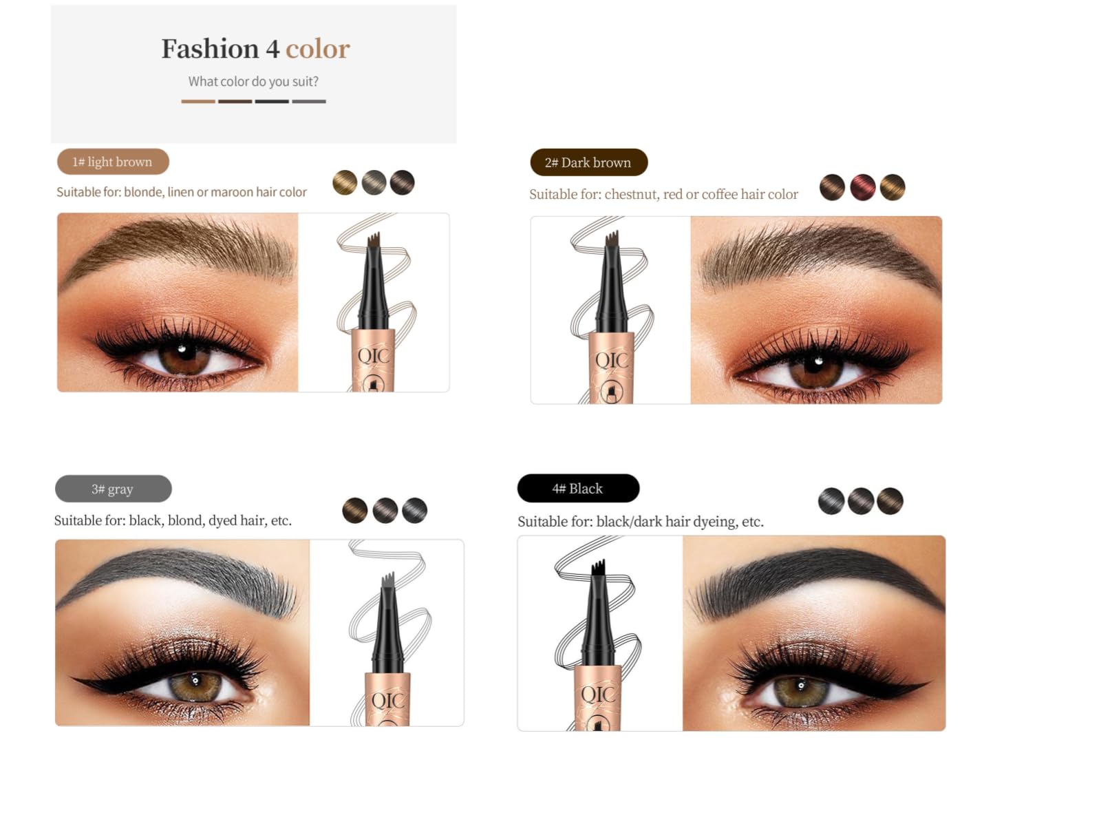 Олівець для брів 3D Microblading Водостійкий Magic з 4-ма Наконечниками Натуральний, фото №3