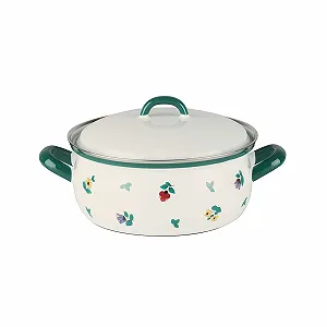 Кастрюля Riess COUNTRY - GMUNDNER Scattered Flowers 0170-049 с крышкой 18 см 1.5 л белая с цветами индукционная - Фото 1