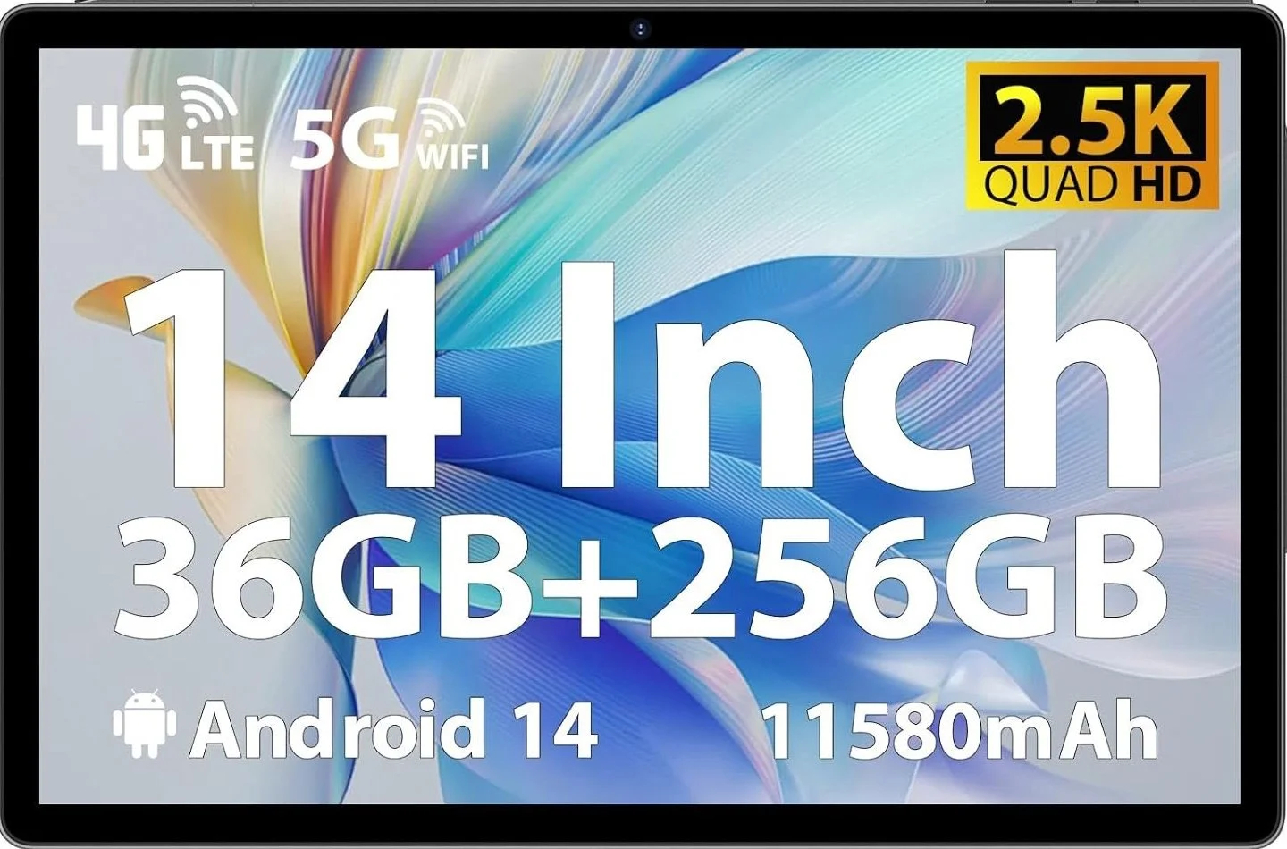 Планшет 14" 2.5K MAXLEGEN M621 12+24/256Gb 4G 2-SIM 8 ядер Android 14 11580 mAh Чорний, фото №1