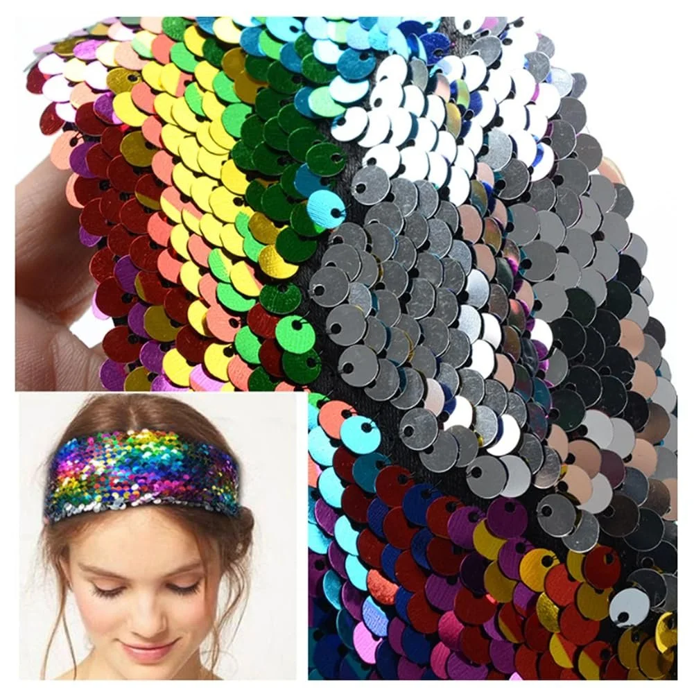 Еластичний Пов'язка для волосся з блискітками AB, білий, 1 шт, фото №5