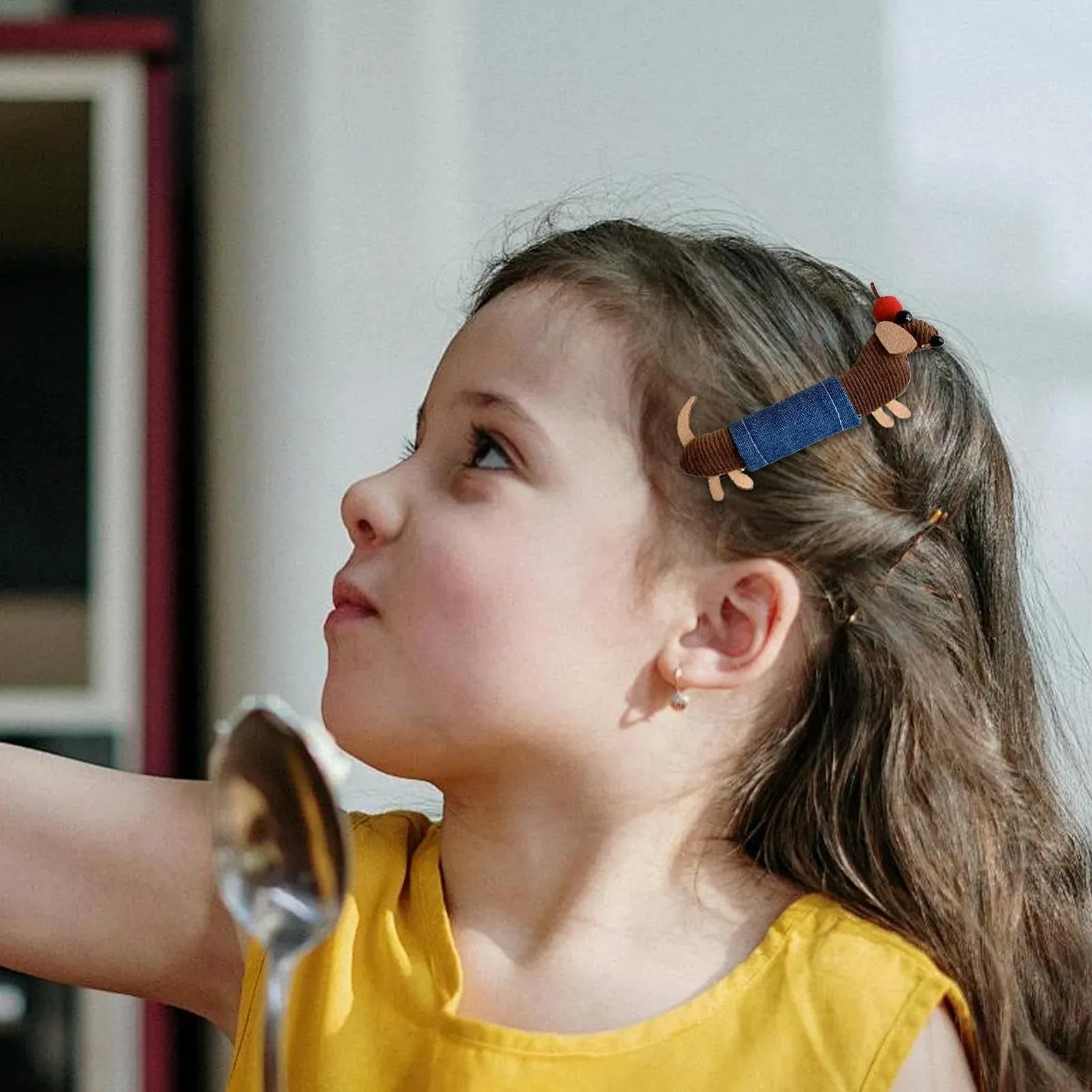 Заколка для волос Такса Набор 2 шт. Боковая заколка для хвостика 10 см, фото №3