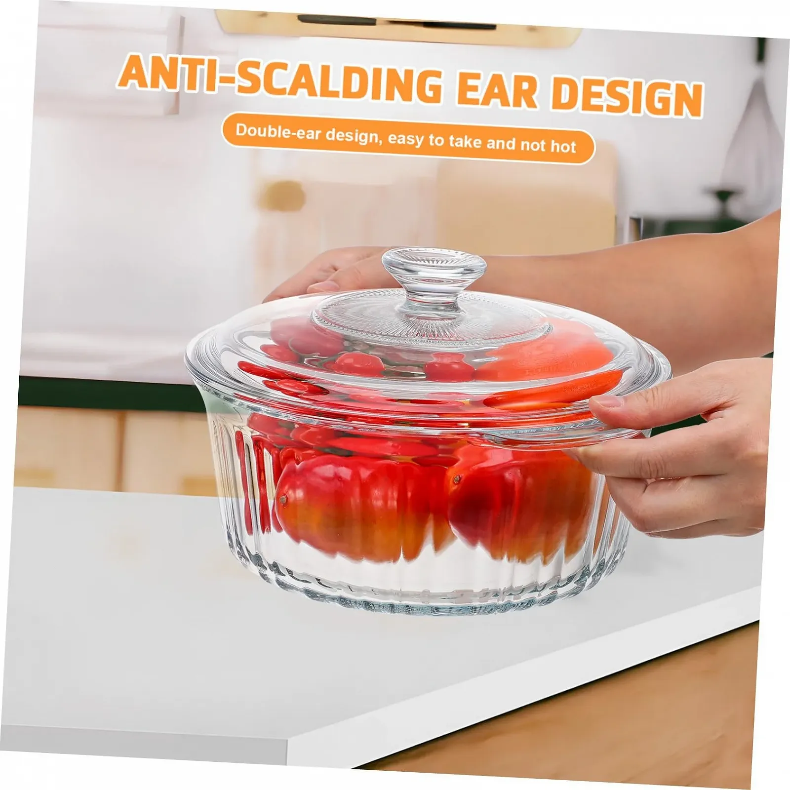 Форма для запекания круглая стеклянная с крышкой, боросиликатная, глубокая, термостойкая, фото №6 Форма для запекания круглая стеклянная с крышкой, боросиликатная, глубокая, термостойкая, фото №6