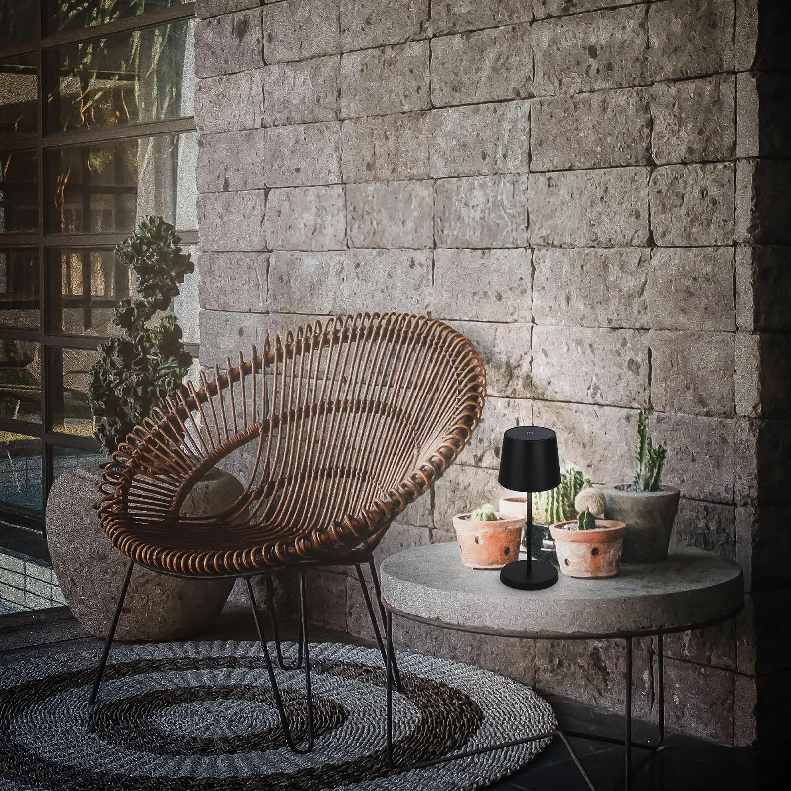 Настольная лампа BRILONER LED беспроводная сенсорная USB-C 10.5 x 26 см Черная, фото №3