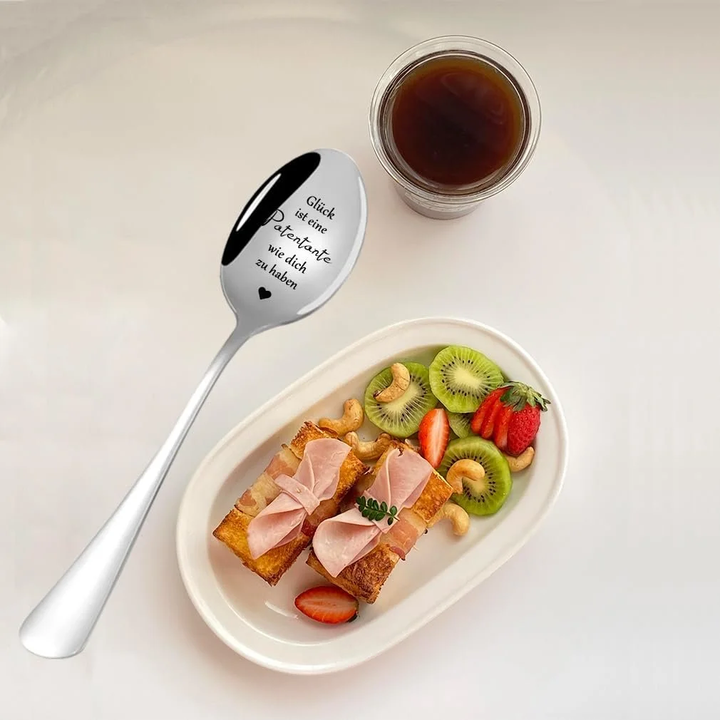 Ложка из нержавеющей стали с гравировкой Gl
cck ist eine Patentante wie dich zu haben, подарок на день рождения для крестной матери, кофейная десертная ложка, персонализированный подарок для крестной матери, фото №4