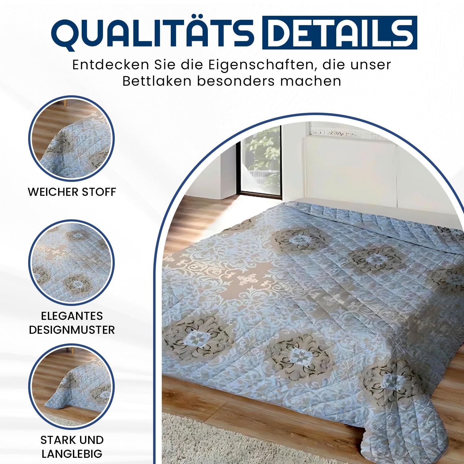 Покривало Home Oase XXL 220 x 240 см Синій, фото №5 Покривало Home Oase XXL 220 x 240 см Синій, фото №5