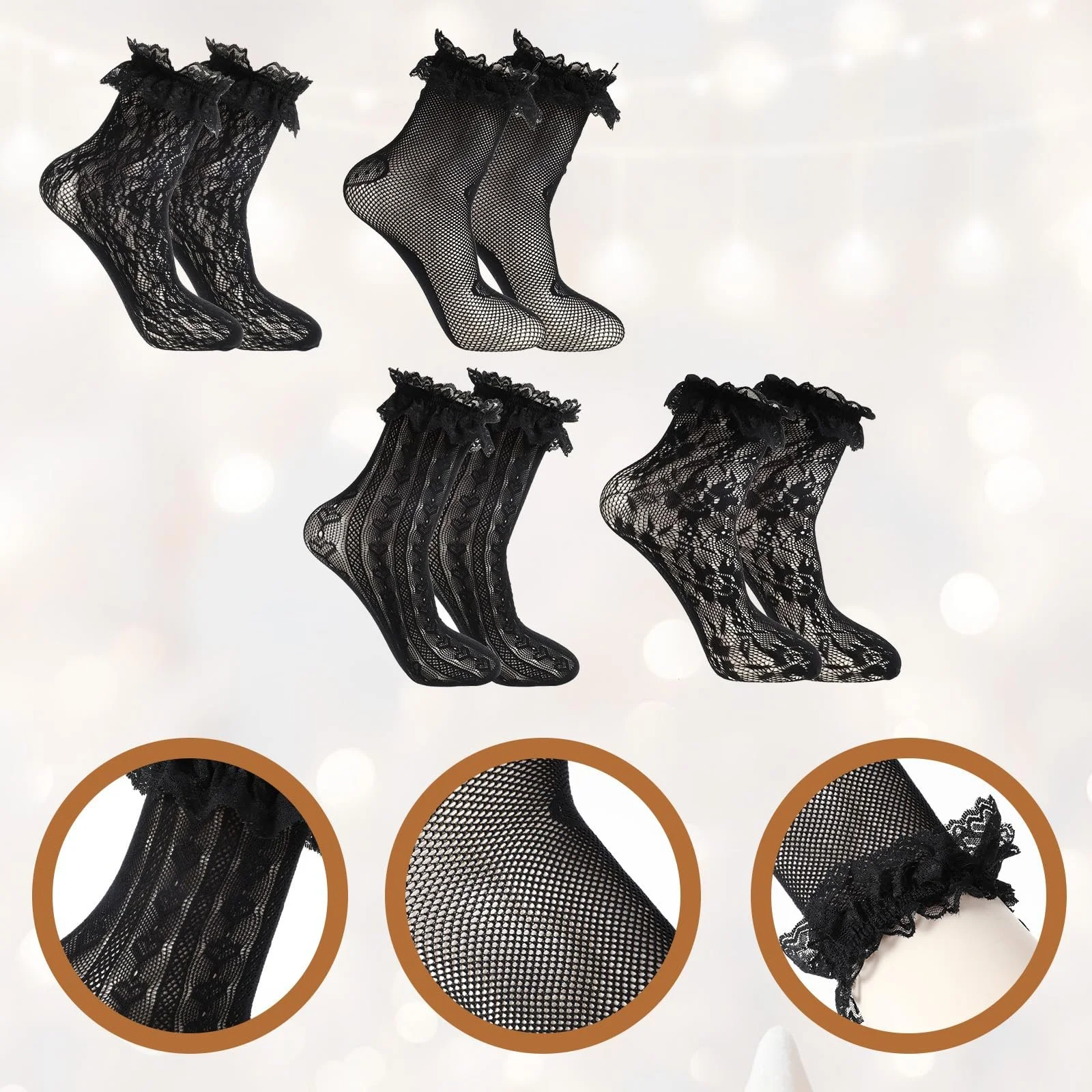 Шкарпетки з мереживом (4 пари) Жіночі тонкі, фото №3