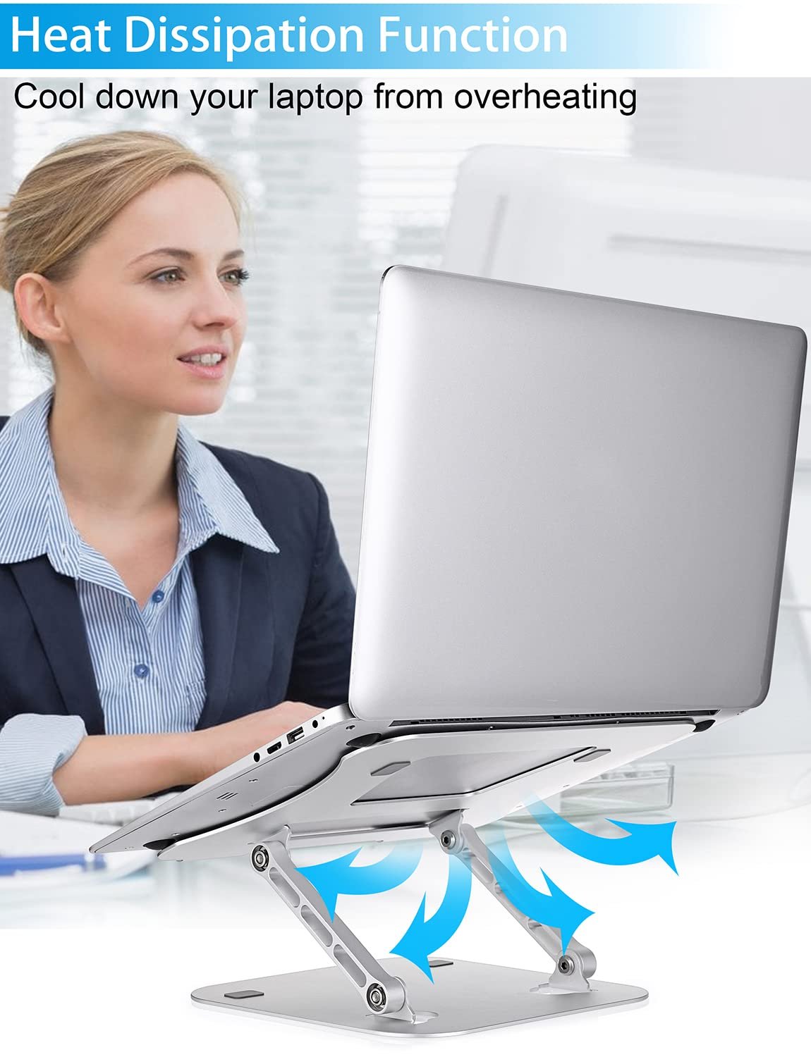 Підставка для ноутбука Usoun, регульована, ергономічна для комп'ютера для столу, регульована, сумісна з MacBook Air/Pro, Dell, HP, Lenovo, 10-17 дюймів, фото №4