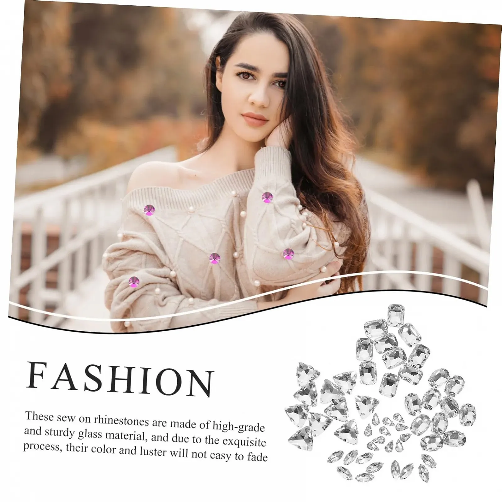 Декоративні Стрази 48 шт. Ручної роботи Скляні Перлини для Пришивання Ювелірні вироби для рукоділля, фото №2