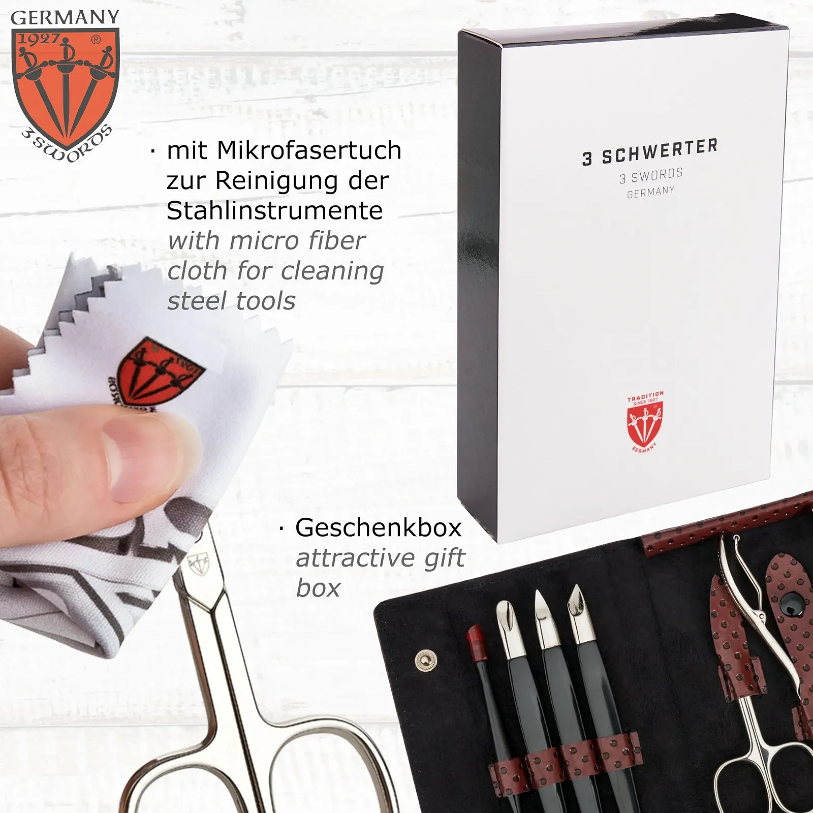 Набор для маникюра и педикюра THREE SWORDS 9 предметов, фото №6