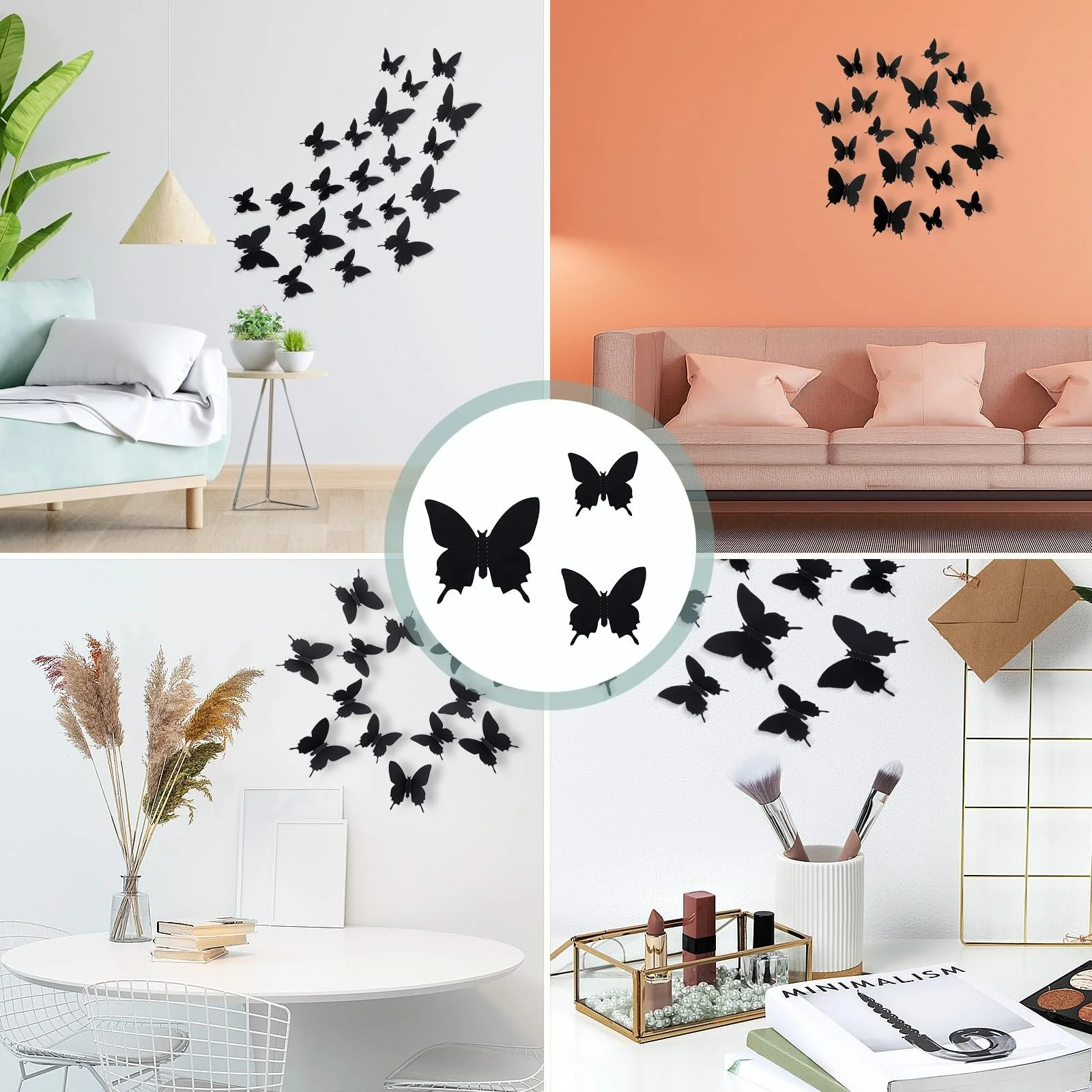 Набір наклейок на стіну 3D Метелики 48 штук Чорний, фото №6 Набір наклейок на стіну 3D Метелики 48 штук Чорний, фото №6