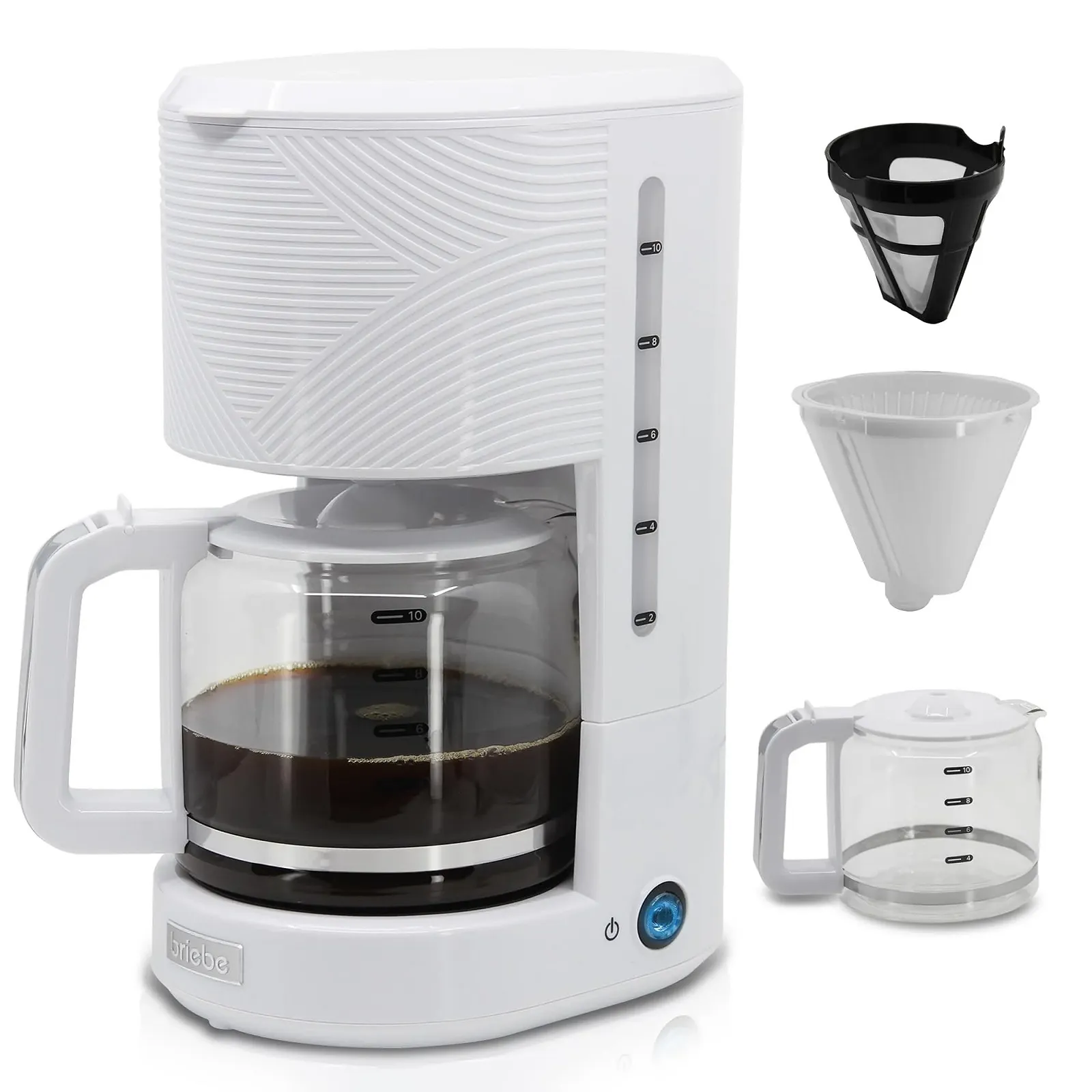 Капельная кофеварка briebe Elegance 10 чашек 1.25 л Белая, фото №8