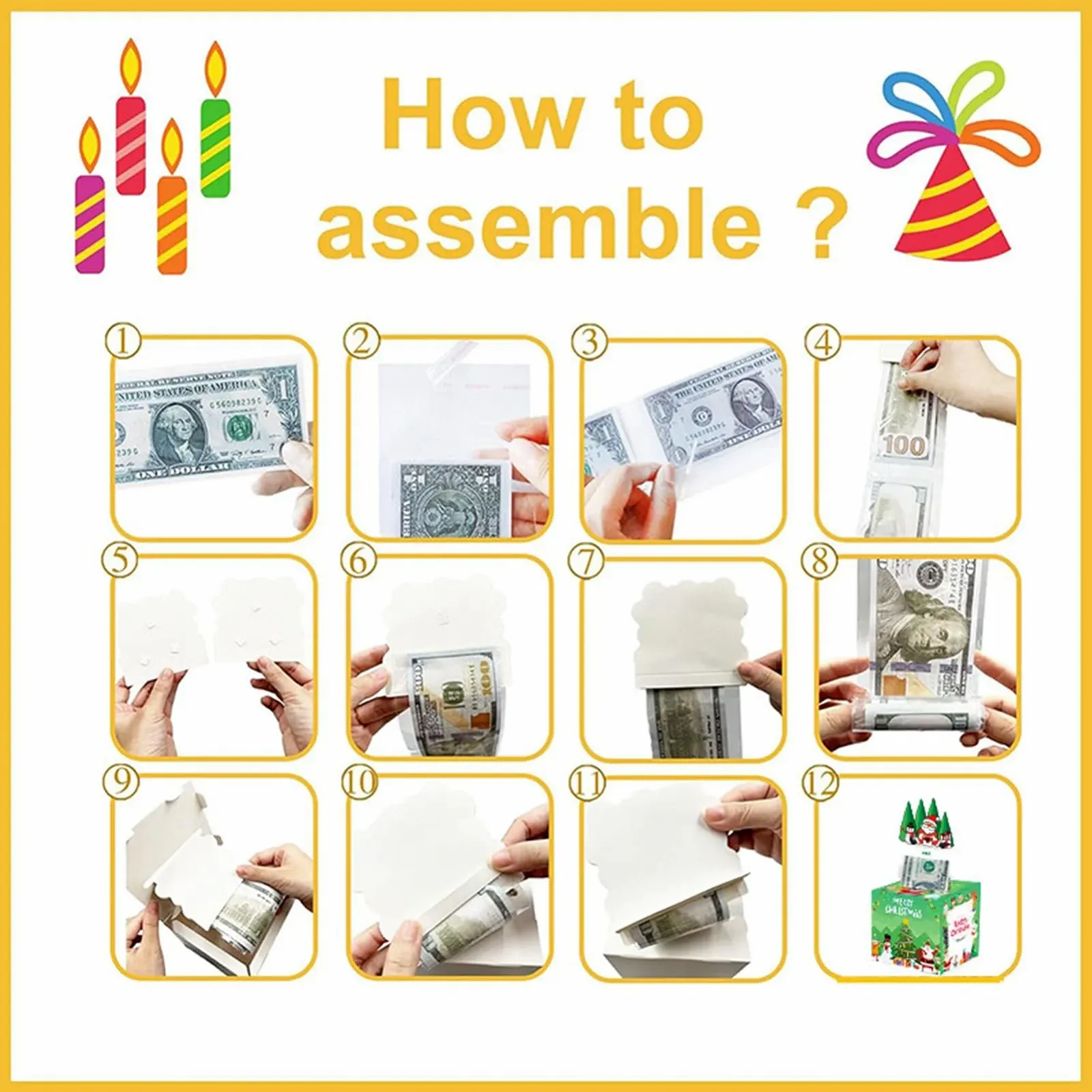 Коробка для грошей на Різдво з 50 пакетами Святкова ялинка, фото №4