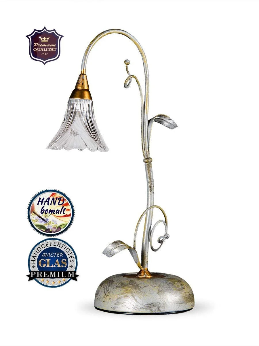 Настільна лампа Florentine 413415 Floral Country House Style Antique Silver Crystal, фото №2