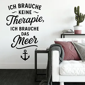 Наклейка на стіну Ich brauche keine Therapie ich brauche das Meer 30 x 44 см - Фото 1