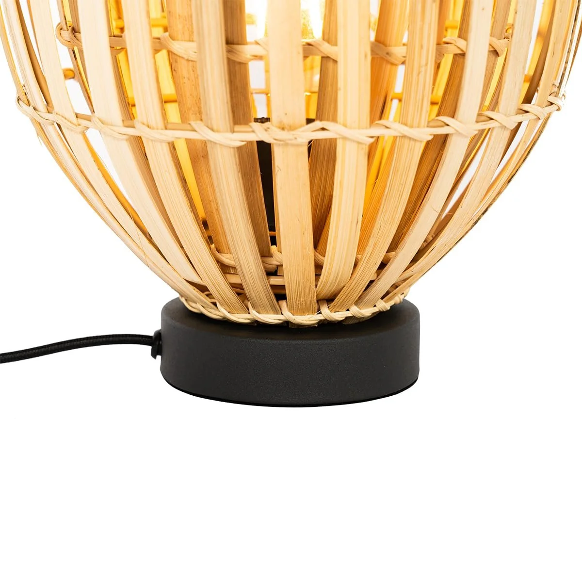 Настільна лампа Qazqa Pua бамбукова кругла E27 чорна з натуральним, фото №6