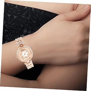 Часы женские OATIPHO Со стразами, стальной браслет, декоративные, модные, розовое золото synthetic.ua - Фото 1