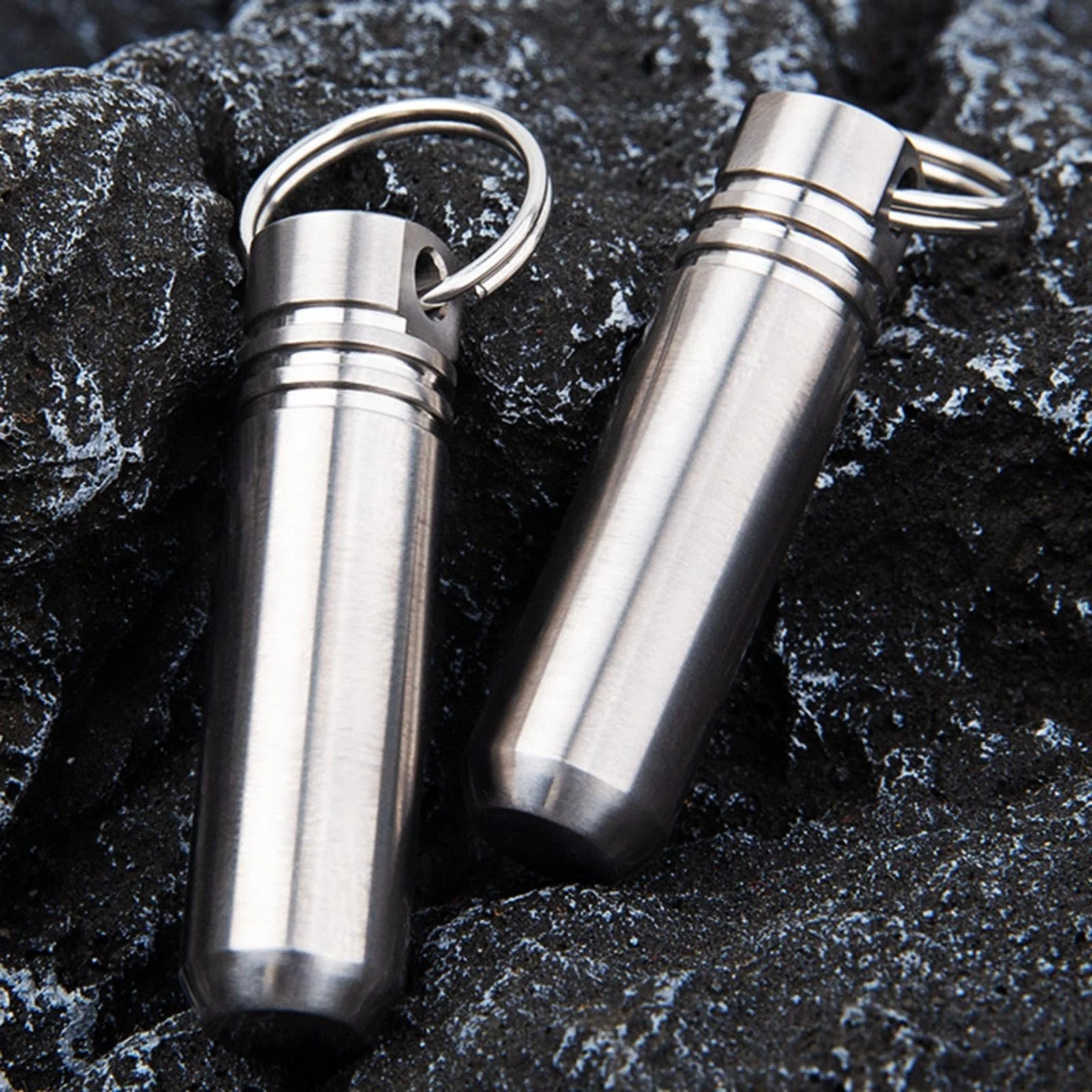 Контейнер для таблеток Hxyxbnhno Титановый сплав, легкий, водонепроницаемый с кольцом, фото №3