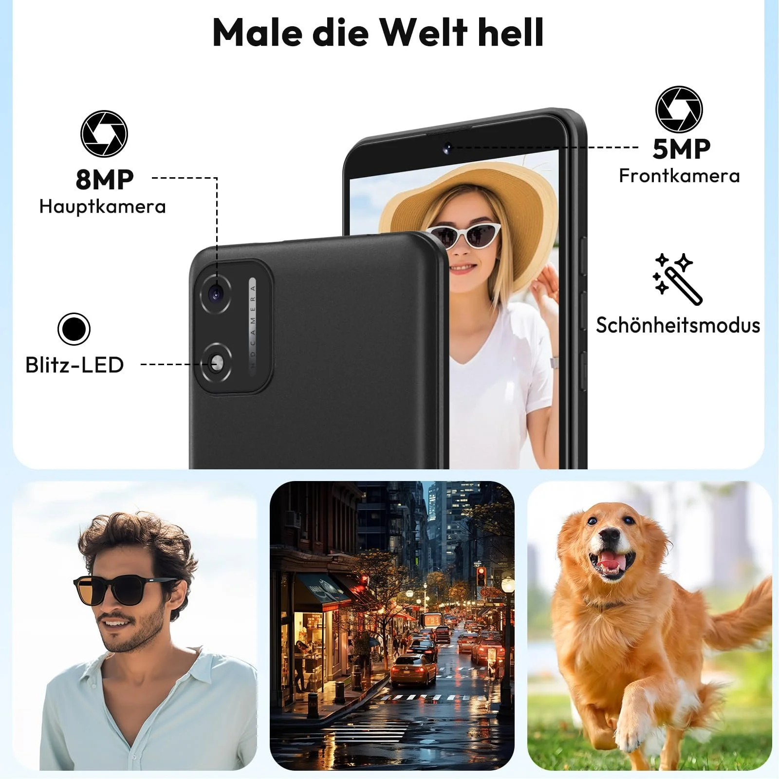 Смартфон XGODY X32 5.5 дюйма 2GB/16GB восьмиядерный Android 14 Go 4G 8MP+5MP 2850 мАч Face ID GPS Black, фото №5