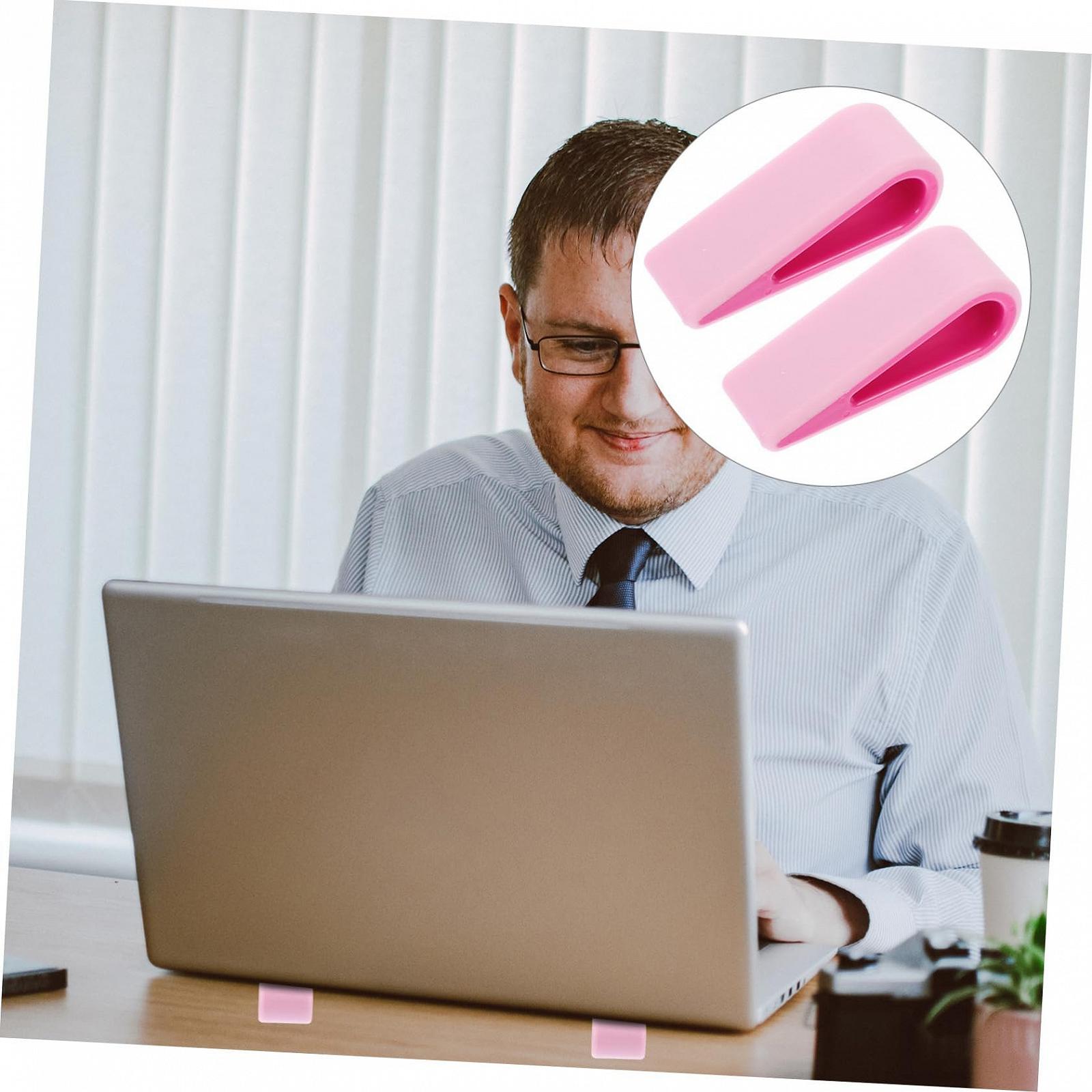 Подставка для ноутбука TEHAUX, регулируемая по высоте, 2 шт., портативная подставка для ноутбука с функцией охлаждения, эргономичная поддержка для ноутбука для стола и кровати, розовая, фото №9