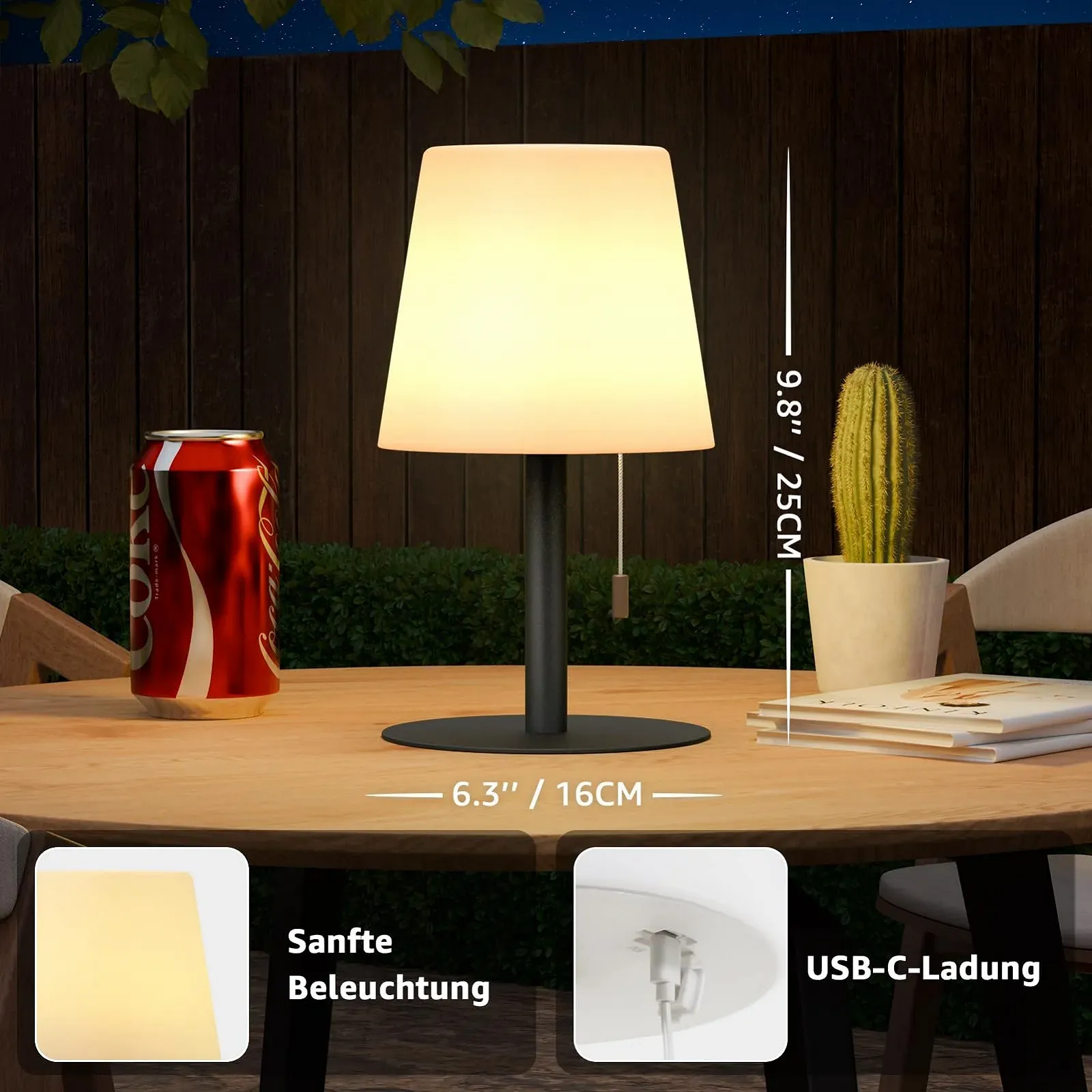 Світлодіодна настільна лампа FUYO LED Wireless Battery Night Light IP44 8 кольорів 8-20 год 25 x 16 см Ударостійка Портативна, фото №2