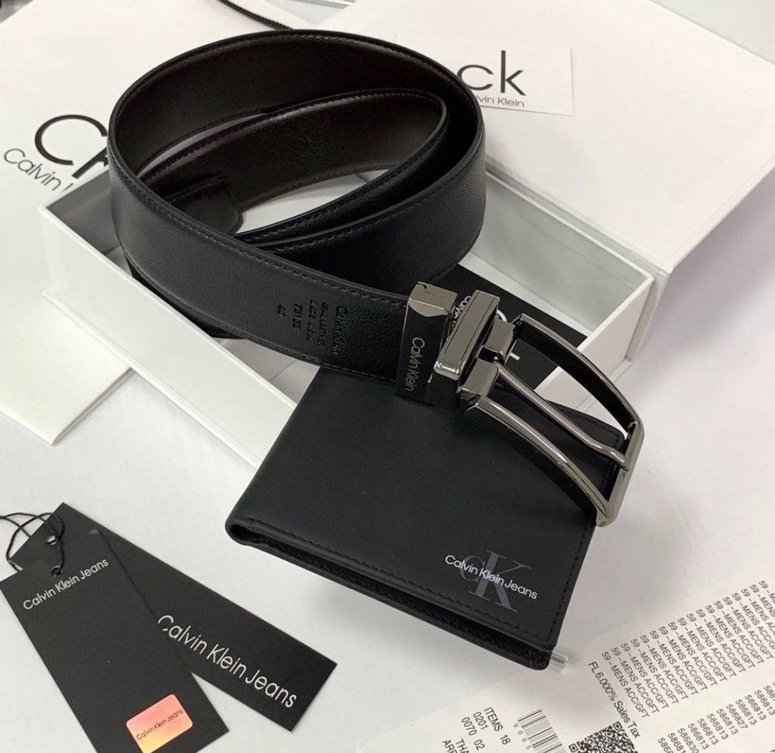Мужской подарочный набор кожаный ремень и портмоне Calvin Klein, фото №6