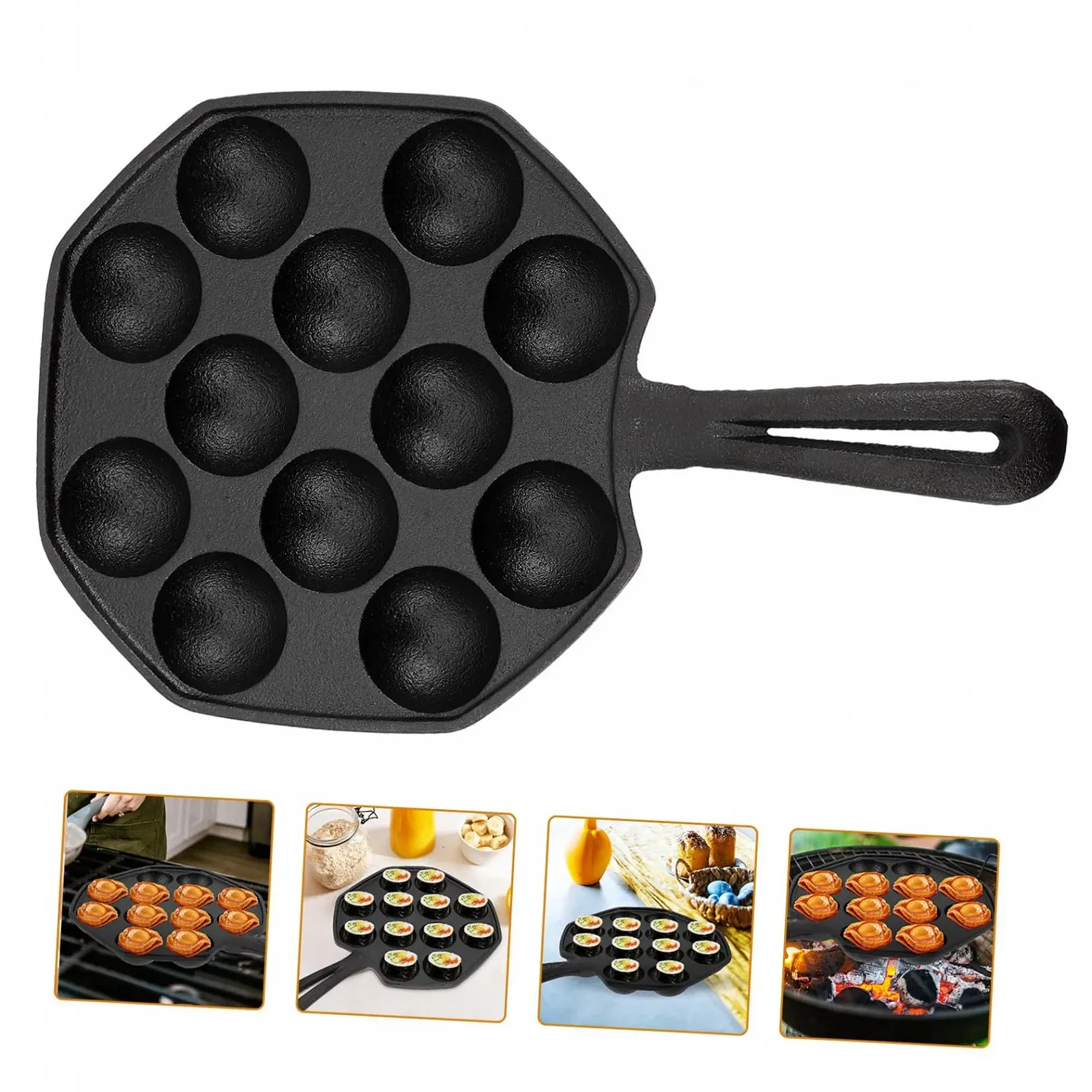 Форма для равликів чавунна 12 отворів з рукавичкою та пензликом для олії, фото №2