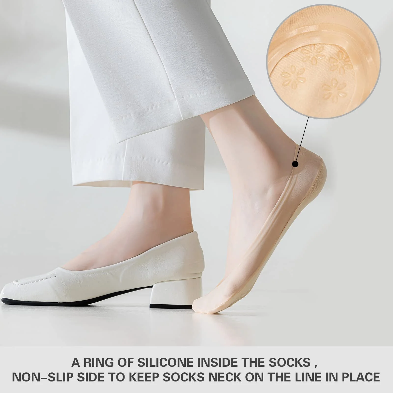 Носки-невидимки Caudblor 9 пар с нескользящим силиконом для женщин 36-39 38-41, фото №3