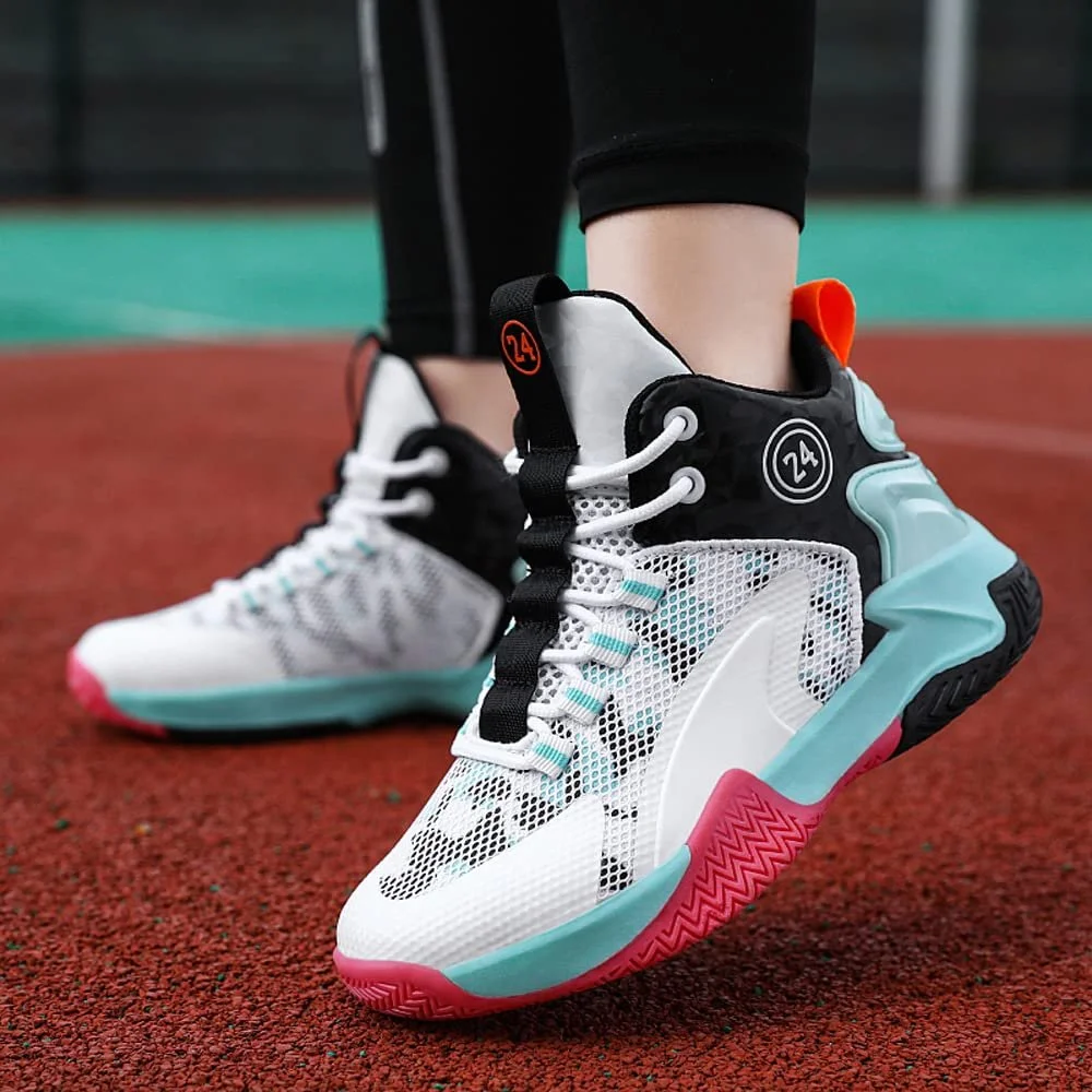 Детские баскетбольные кроссовки Высокие Амортизация Легкие Нескользящие Дышащие Активные спортивные кроссовки Унисекс, фото №7
