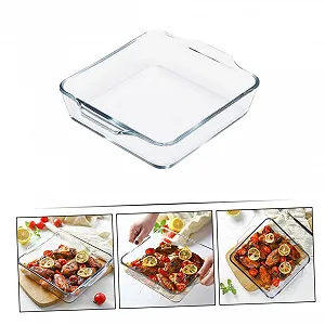 Форма для випікання скляна термостійка з подвійними ручками для мікрохвильової печі та духовки synthetic.ua - Фото 1