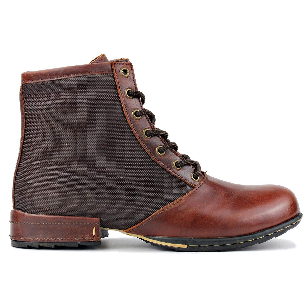 Мужские Ботинки OSSTONE Мото Мода Шнуровка Кожа Chukka Повседневная обувь OS-5008-2 Красно-Коричневый, фото №2