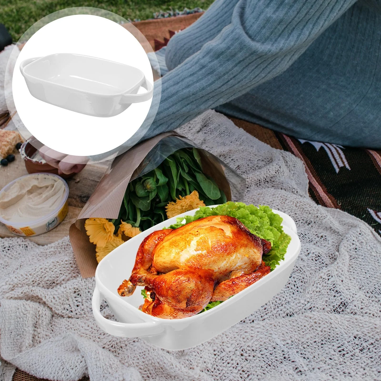 Форма для запікання Керамічна Прямокутна з подвійними ручками Термостійка, фото №9