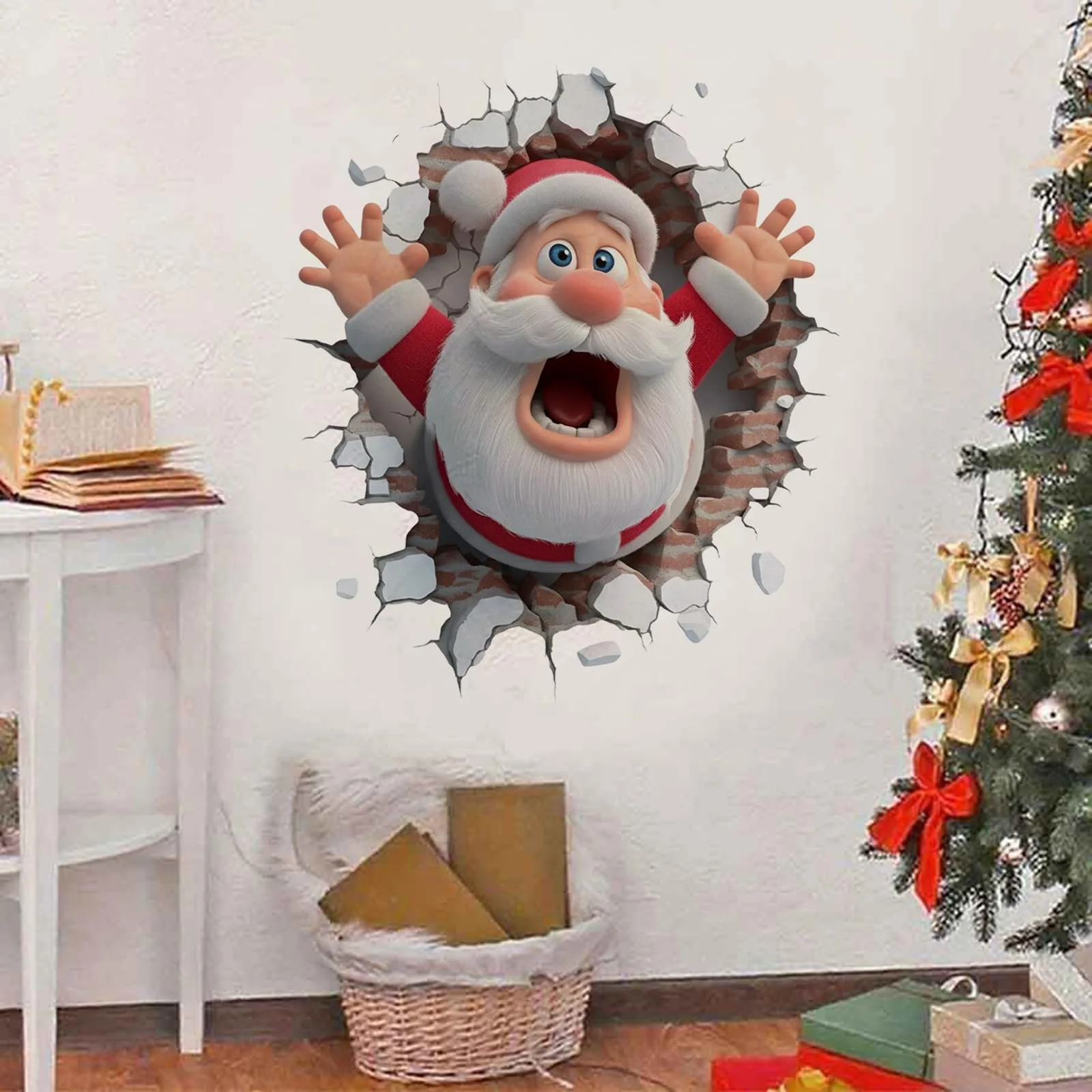 Наклейки на стіну Christmas Santa Claus 3D кумедні знімні, фото №7