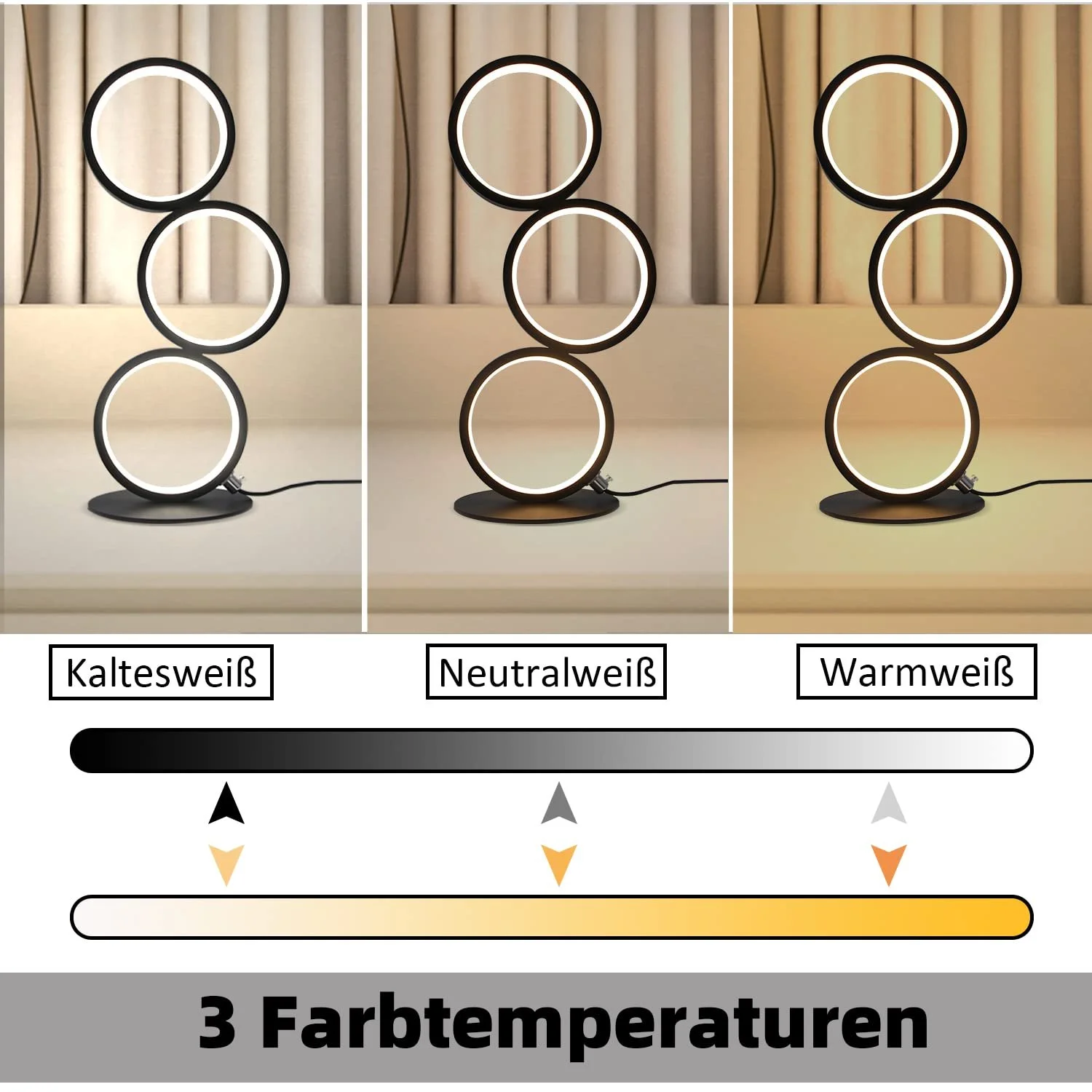 Світлодіодна настільна лампа кільцеподібна 12 Вт, фото №2