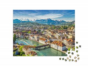 Пазл puzzleYOU Puzzle Collection Switzerland Вид на Пилатус и исторический центр Люцерна, Швейцария 1000 элементов synthetic.ua - Фото 1