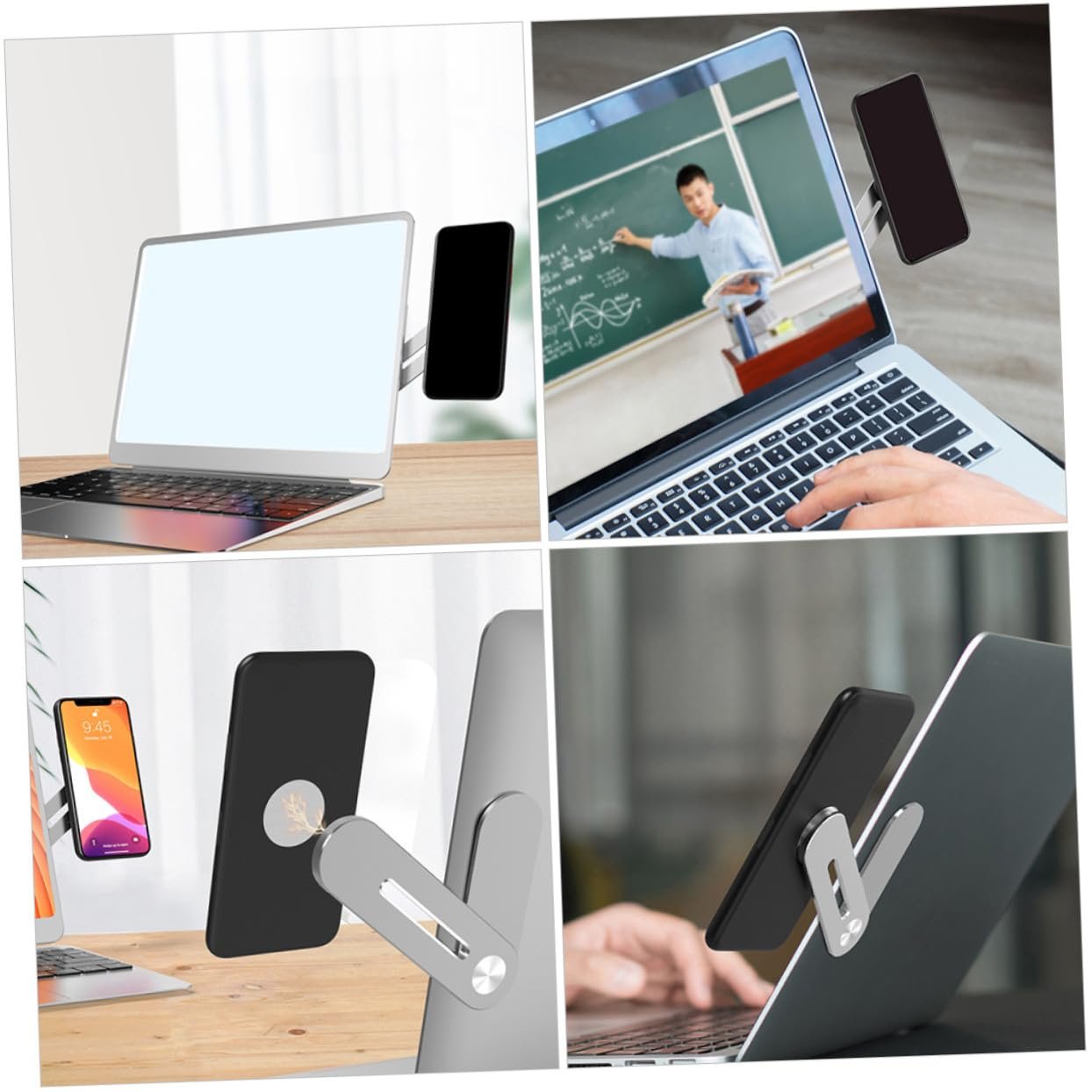 Тримач для телефона магнітний для ноутбука Алюмінієвий сплав Розкладний бічний затискач, фото №7