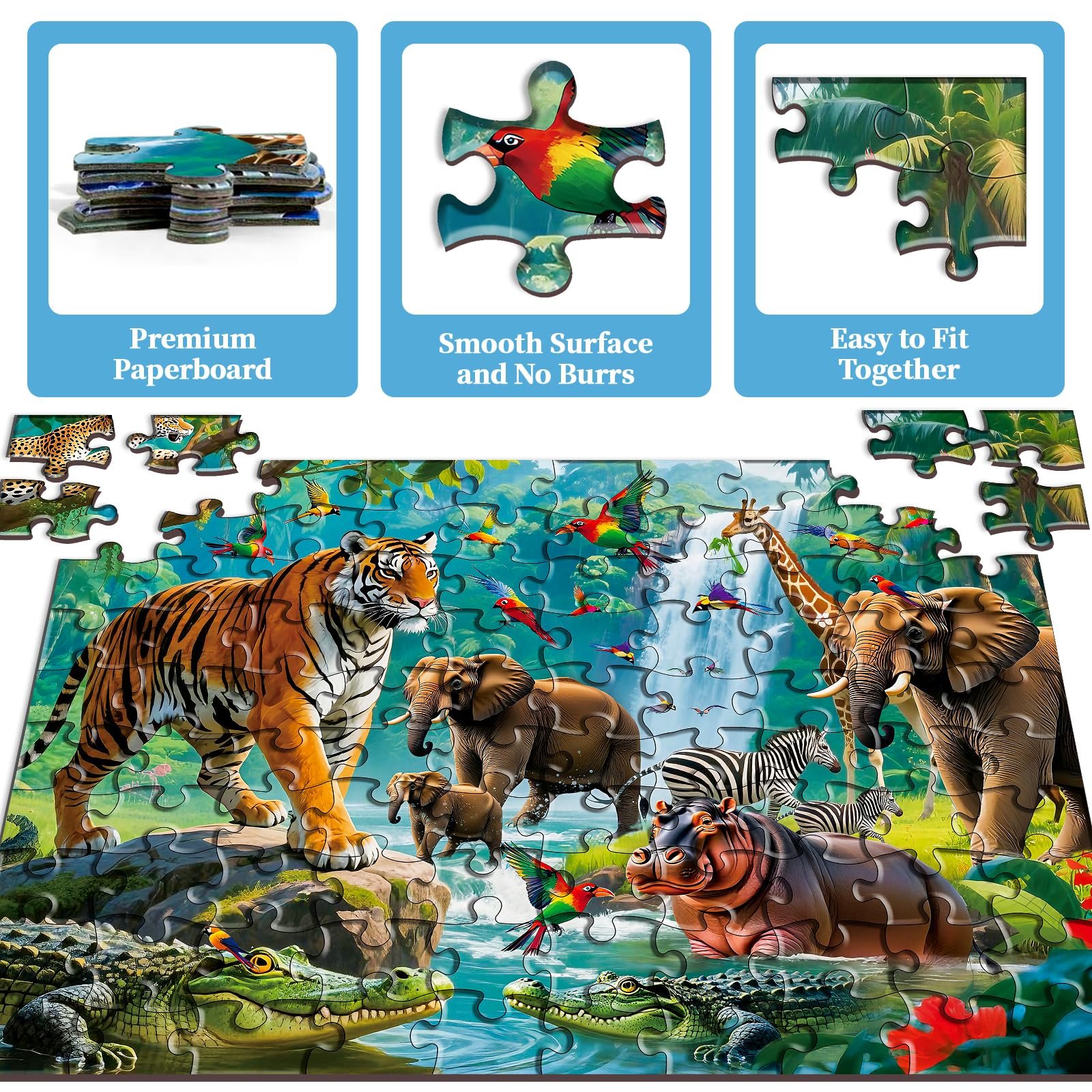 Пазл 2 набора по 100 деталей Underwater World and Forest Animals 41 x 28 см, фото №2 Пазл 2 набора по 100 деталей Underwater World and Forest Animals 41 x 28 см, фото №2