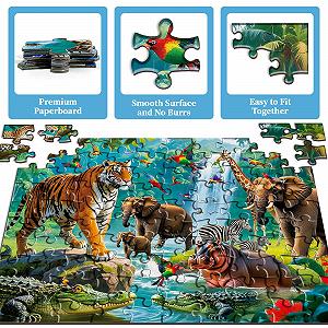 Пазл 2 набора по 100 деталей Underwater World and Forest Animals 41 x 28 см цена на synthetic.ua - Фото 1 Пазл 2 набора по 100 деталей Underwater World and Forest Animals 41 x 28 см synthetic.ua - Фото 1