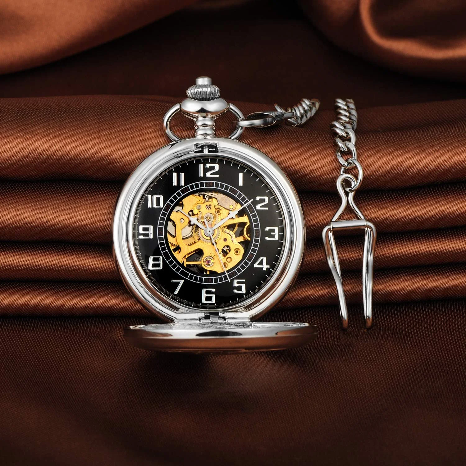 Карманные часы Unendlich U Унисекс Механические с ручным заводом Скелетон Орел/Феникс Серебристый, винтажный, фото №3 Карманные часы Unendlich U Унисекс Механические с ручным заводом Скелетон Орел/Феникс Серебристый, винтажный, фото №3