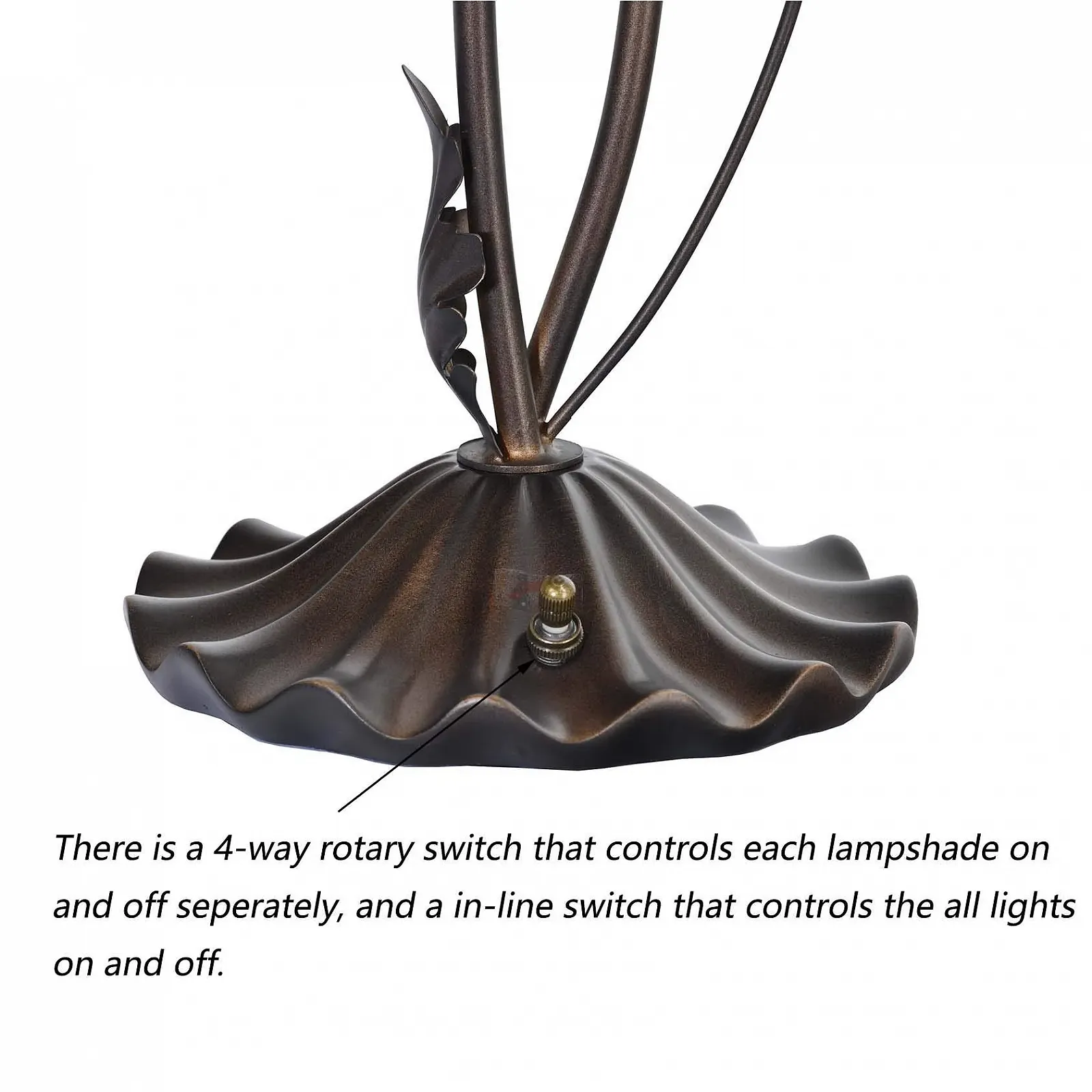 Настільна лампа Bieye L30699 Lily Flower видувне скло 4 лампи Помаранчевий, фото №3