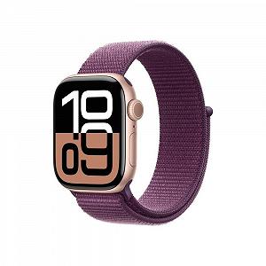 Смарт-часы Apple Series 10 (GPS 42 мм) Алюминиевый корпус Розовое золото Спортивный ремешок Слива (One Size) - Фото 1