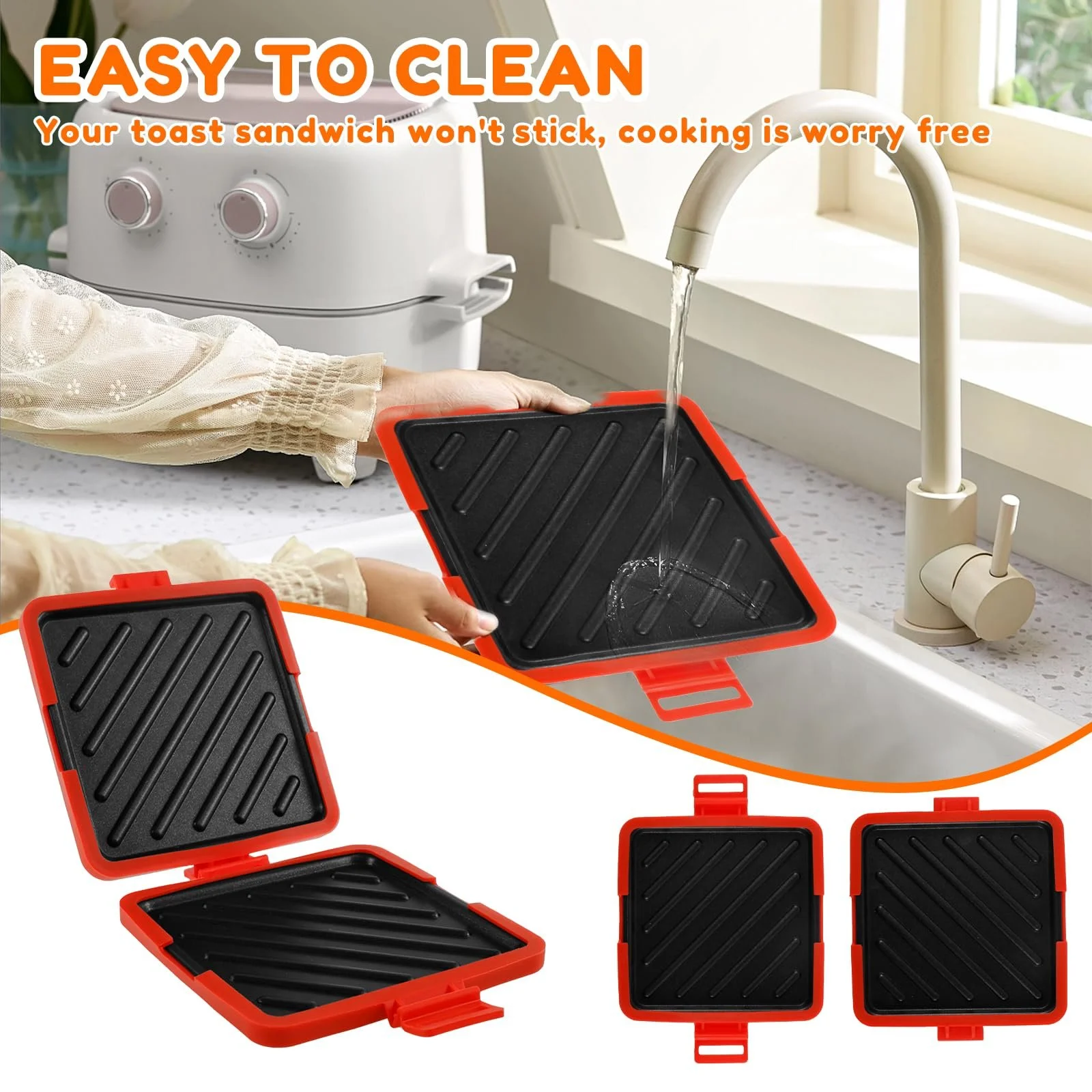 Сэндвичница Микроволновая печь Беспроводной Силиконовый Красный, фото №6