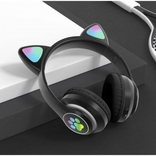 Беспроводные Bluetooth наушники с ушками Cat Ear VZV-23M/ 7805 LED подсветкой, фото №2