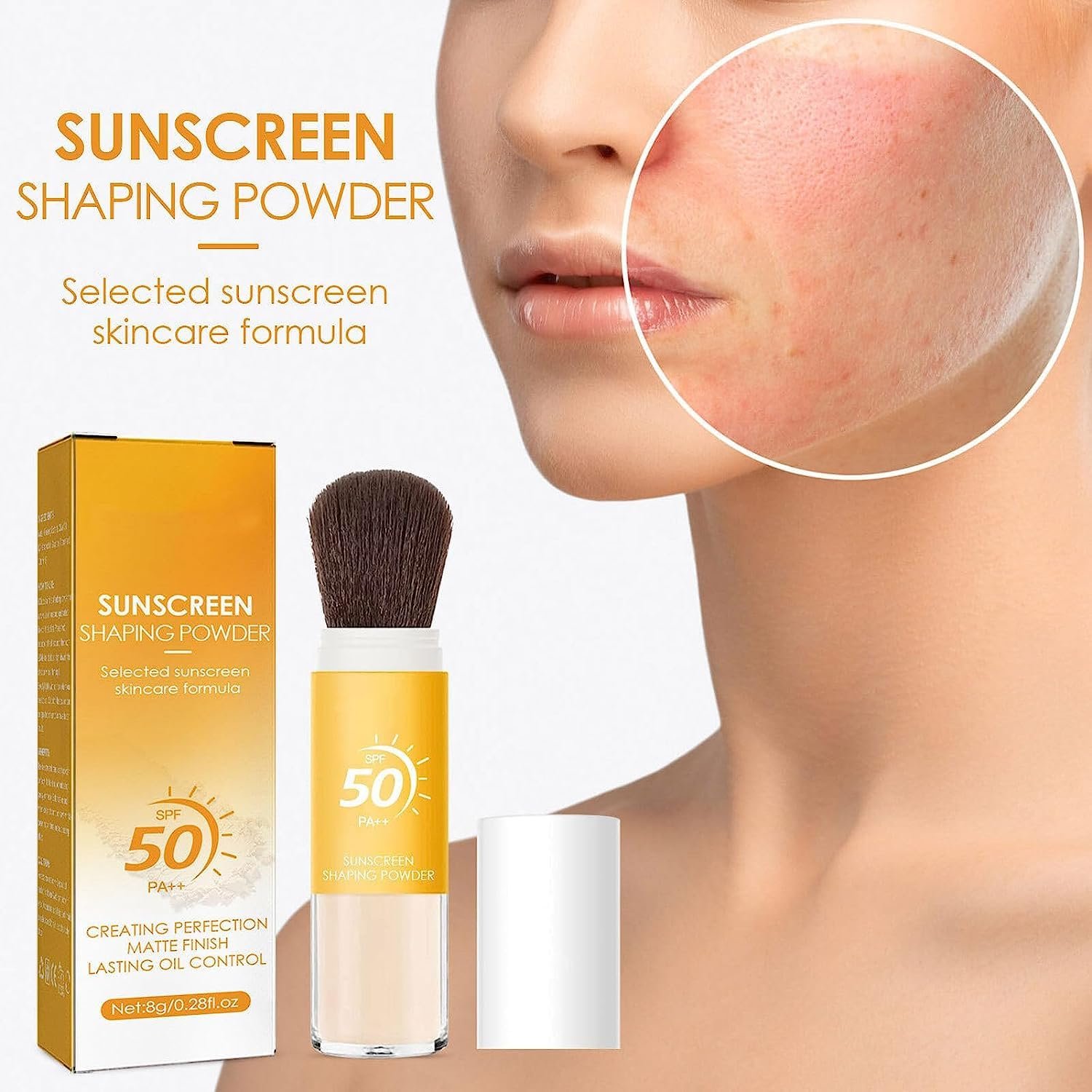 Пудра Мінеральна сонцезахисна SPF 50, розсипчаста пудра з пензлем, напівпрозора (1 шт.), фото №2