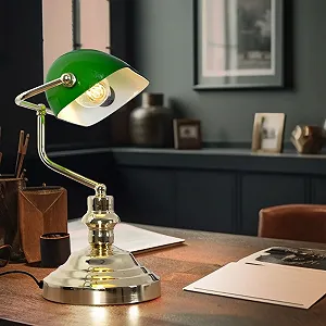 Настольная лампа банкира Globo 1x E27 37 x 25 см Зеленая - Фото 1