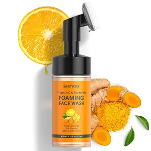 Очищающая пенка для лица с витамином C и куркумой для сияющего цвета лица, уменьшает мелкие морщины, отшелушивающая пенка для умывания, средство для умывания с куркумой против темных пятен - Фото 1