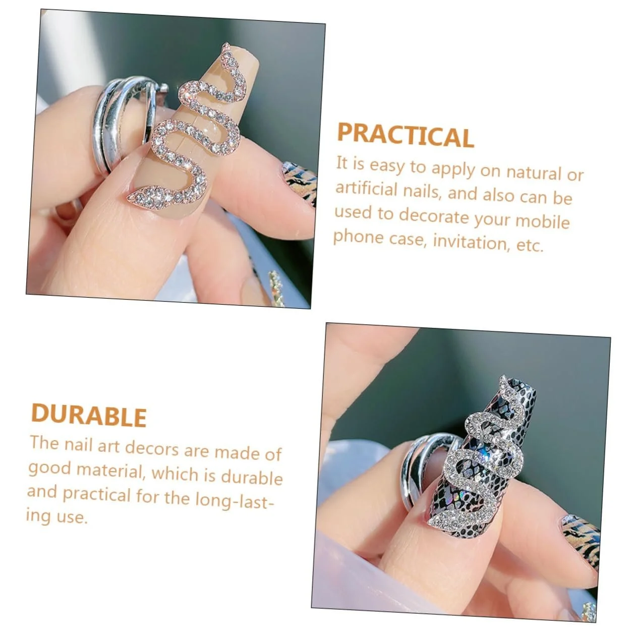 Прикраса для нігтів у вигляді змії Housoutil, 3D, фото №5