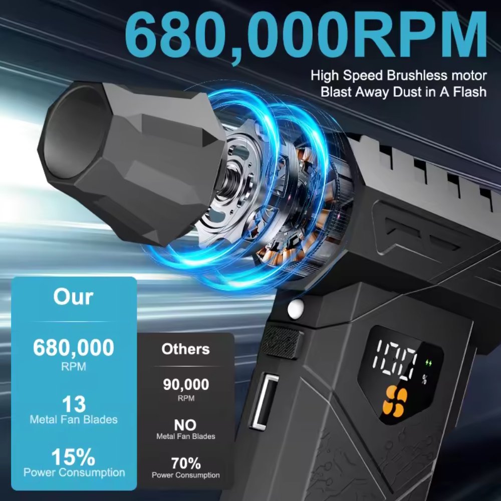 Портативний турбовентилятор Violent HFX-01 Turbo Jet Fan 680000 RPM Black, фото №4